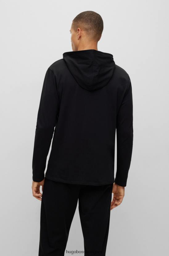 Hugo Boss fekete hugo sztreccs-pamut kapucnis pizsama póló logóval 80P61280 fekete