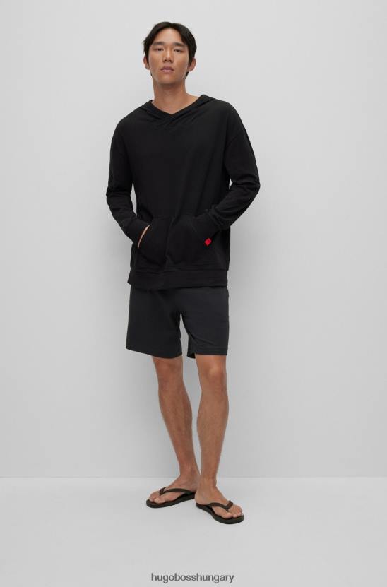 Hugo Boss hugo fekete sztreccs pamut pizsama rövidnadrág logós derékpánttal 80P63377 fekete