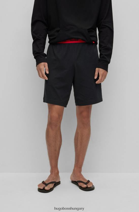 Hugo Boss hugo fekete sztreccs pamut pizsama rövidnadrág logós derékpánttal 80P63377 fekete