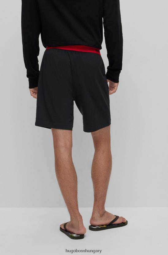 Hugo Boss hugo fekete sztreccs pamut pizsama rövidnadrág logós derékpánttal 80P63377 fekete