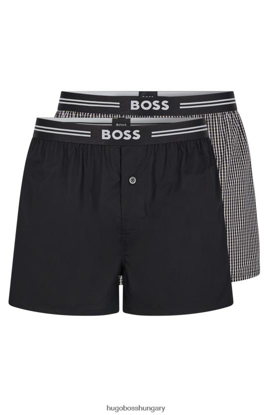 Hugo Boss hugo két csomag pamut pizsama rövidnadrág logós derékpánttal fekete 80P61956 fekete