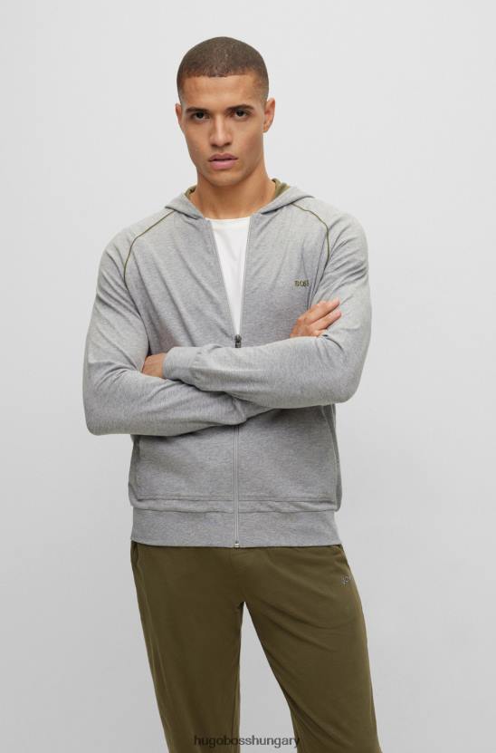 Hugo Boss hugo kapucnis loungeruha kabát sztreccs pamutból, szürke logóval 80P61739 szürke