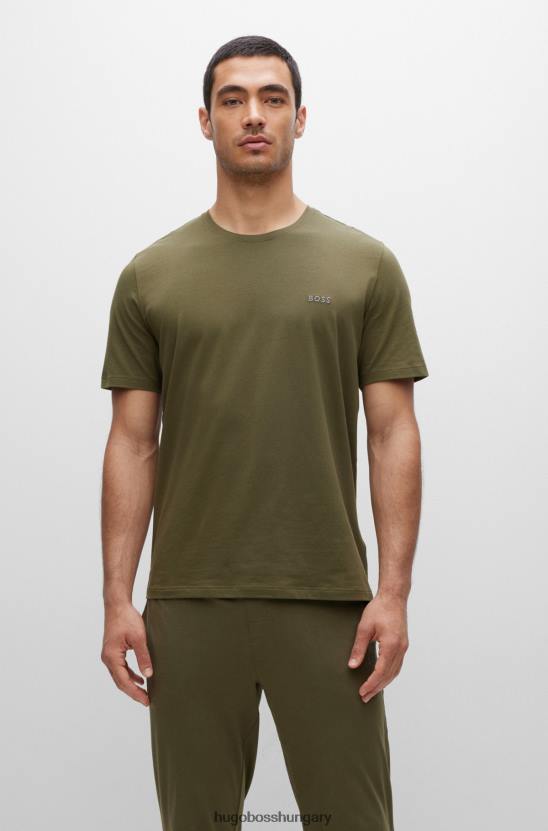 Hugo Boss hugo khaki loungewear póló sztreccs pamutból, kontraszt logóval 80P62568 khaki