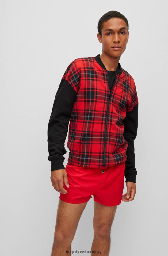 Hugo Boss hugo laza szabású nappaliruha kabát pamutból, kockás mintával 80P64366 mintás