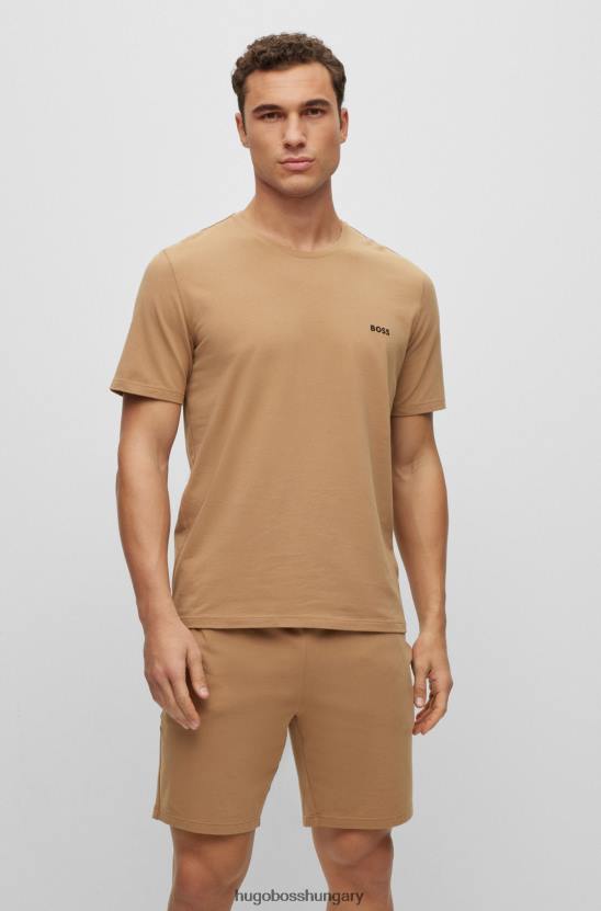 Hugo Boss hugo loungewear sztreccs pamut póló kontrasztos bézs logóval 80P62569 bézs