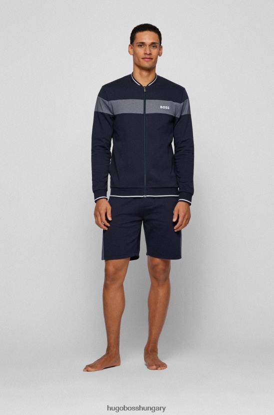 Hugo Boss hugo pamutkeverék kabát kontrasztbetéttel és sötétkék logóval 80P64538 sötétkék