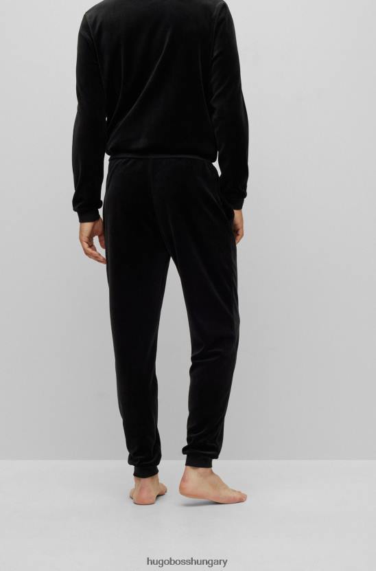 Hugo Boss hugo pamutkeverékes velúr tréningruha, fekete hímzett logóval 80P63519 fekete