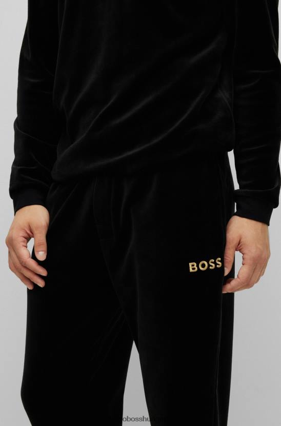 Hugo Boss hugo pamutkeverékes velúr tréningruha, fekete hímzett logóval 80P63519 fekete