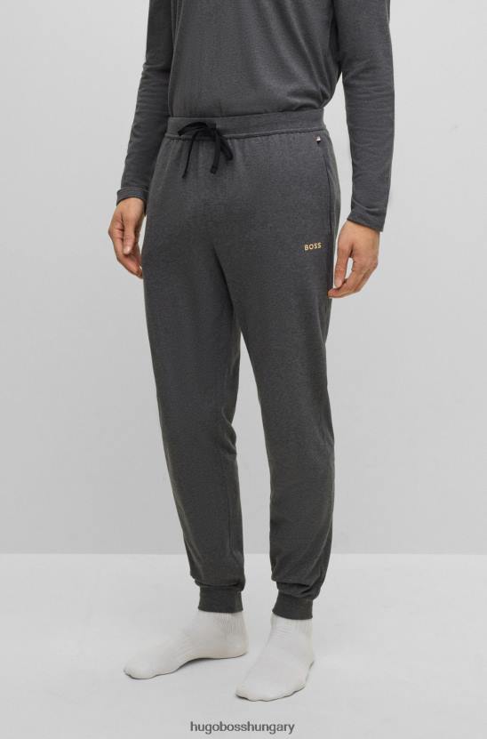 Hugo Boss hugo sötétszürke sztreccs-pamut tréningnadrág, hímzett logóval 80P62385 sötétszürke