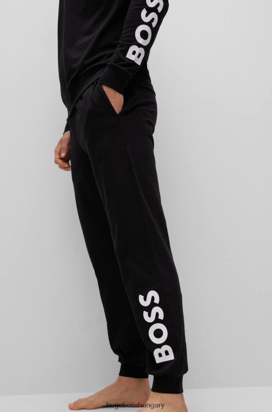 Hugo Boss hugo sztreccs-pamut pizsama tréningruha kontraszt logókkal fekete 80P63084 fekete