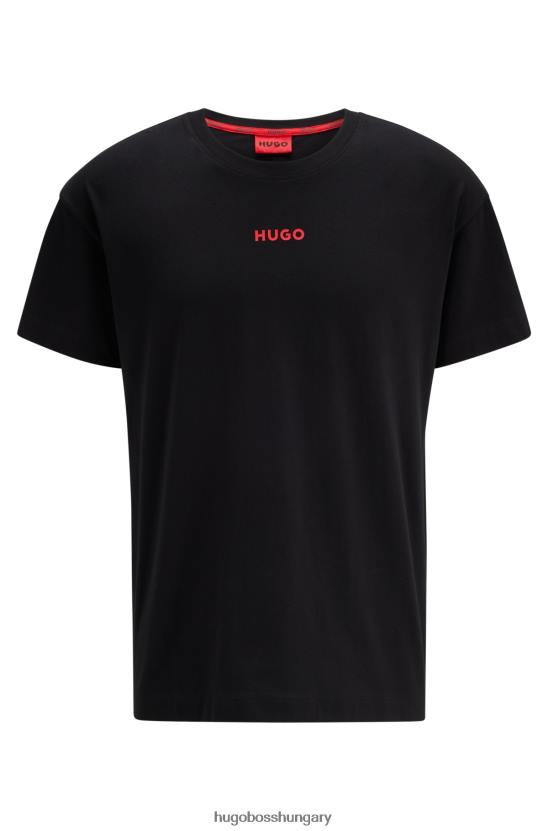 Hugo Boss laza szabású pizsama póló sztreccs pamutból, hugo fekete logóval 80P64057 fekete