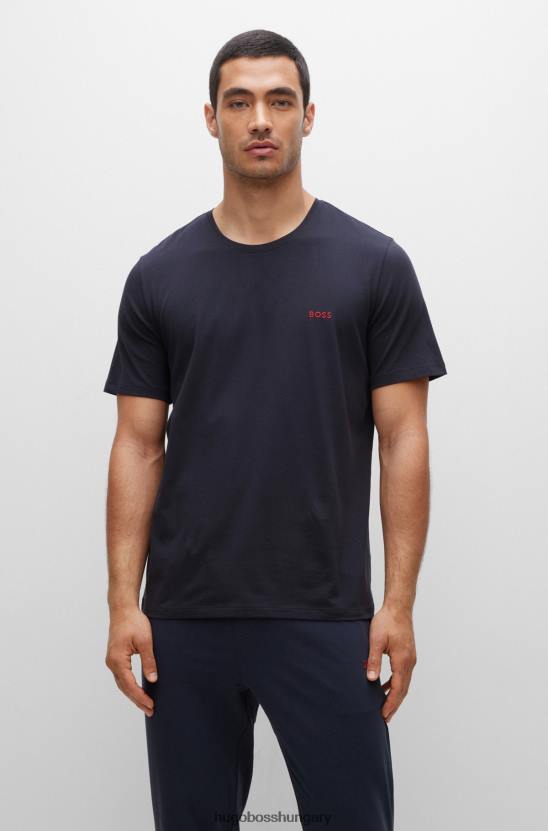 Hugo Boss loungewear póló sztreccs pamut kontraszt logóval hugo sötétkék 80P62566 sötétkék