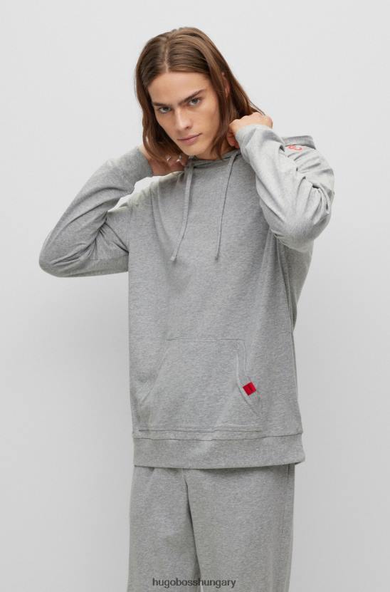 Hugo Boss szürke hugo stretch-pamut dzsörzé pulcsi, piros logós részletekkel 80P64630 szürke