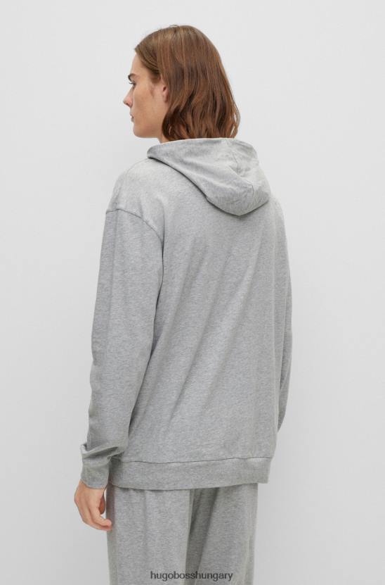 Hugo Boss szürke hugo stretch-pamut dzsörzé pulcsi, piros logós részletekkel 80P64630 szürke