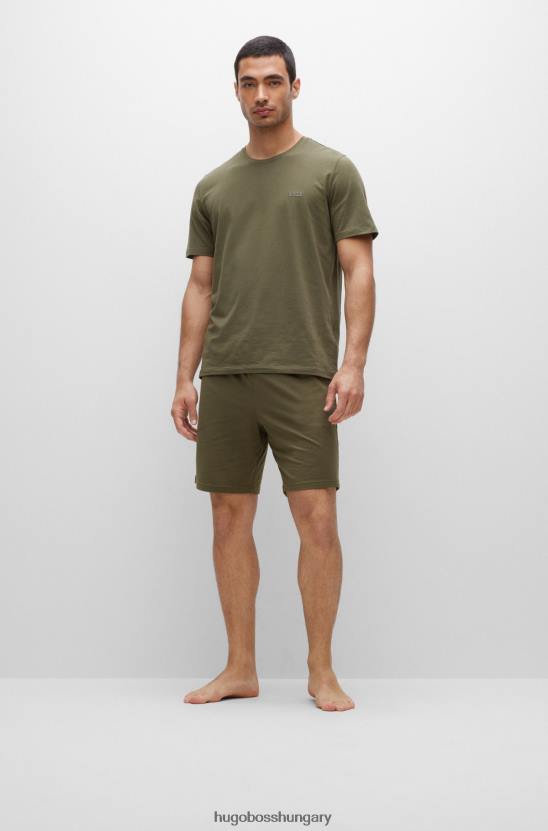 Hugo Boss sztreccs pamut rövidnadrág khaki hugo hímzett logóval 80P62724 khaki