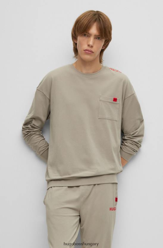 Hugo Boss sztreccspamut loungewear pulóver logós részletekkel hugo világoszöld 80P64363 világos zöld