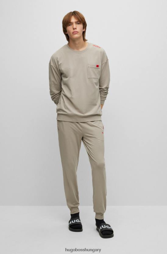 Hugo Boss sztreccspamut loungewear pulóver logós részletekkel hugo világoszöld 80P64363 világos zöld