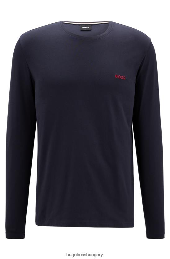 Hugo Boss sztreccspamut nappaliruha póló hímzett logóval hugo sötétkék 80P62230 sötétkék