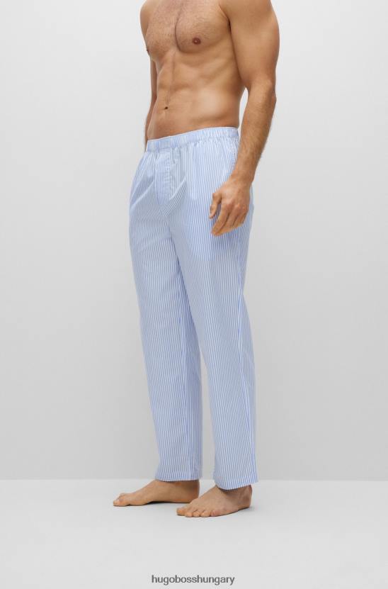 Hugo Boss világoskék hugo logóval hímzett pizsama alsó csíkos pamut poplinból 80P63547 világoskék