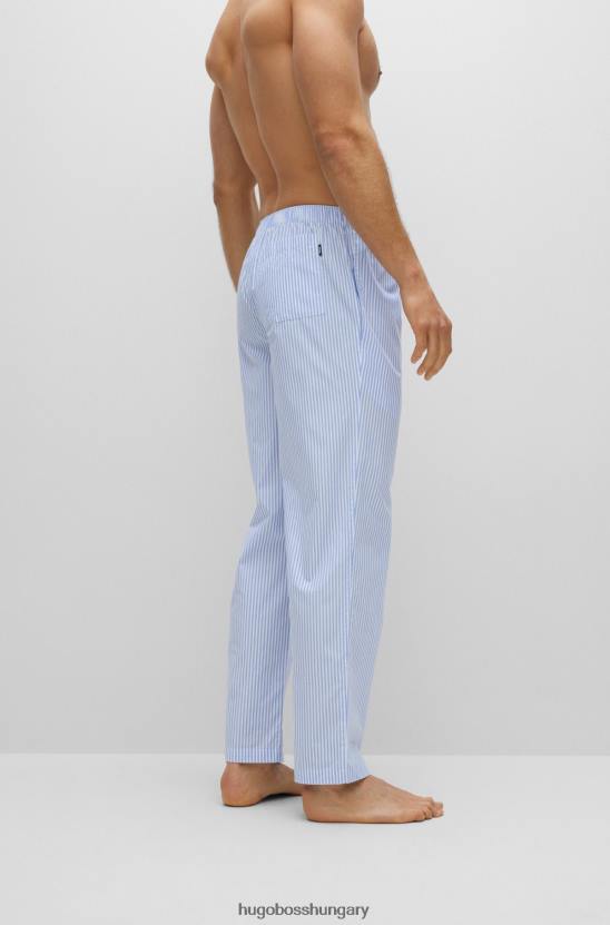 Hugo Boss világoskék hugo logóval hímzett pizsama alsó csíkos pamut poplinból 80P63547 világoskék