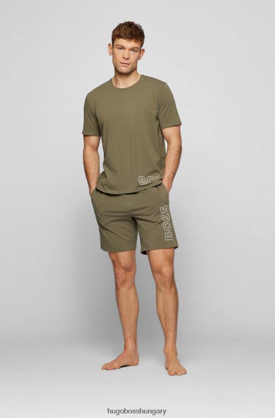 Hugo Boss világoszöld sztreccs-pamut pizsama póló körvonalas logóval hugo 80P62939 világos zöld