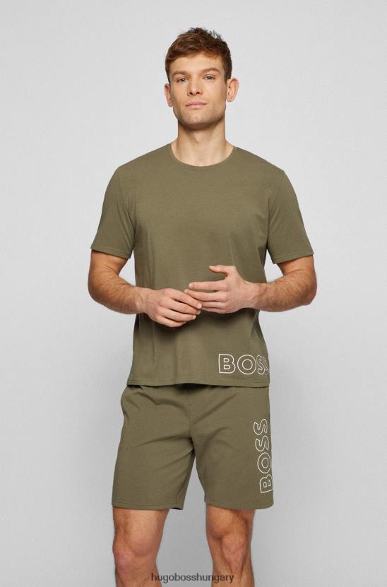 Hugo Boss világoszöld sztreccs-pamut pizsama póló körvonalas logóval hugo 80P62939 világos zöld