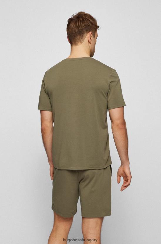 Hugo Boss világoszöld sztreccs-pamut pizsama póló körvonalas logóval hugo 80P62939 világos zöld