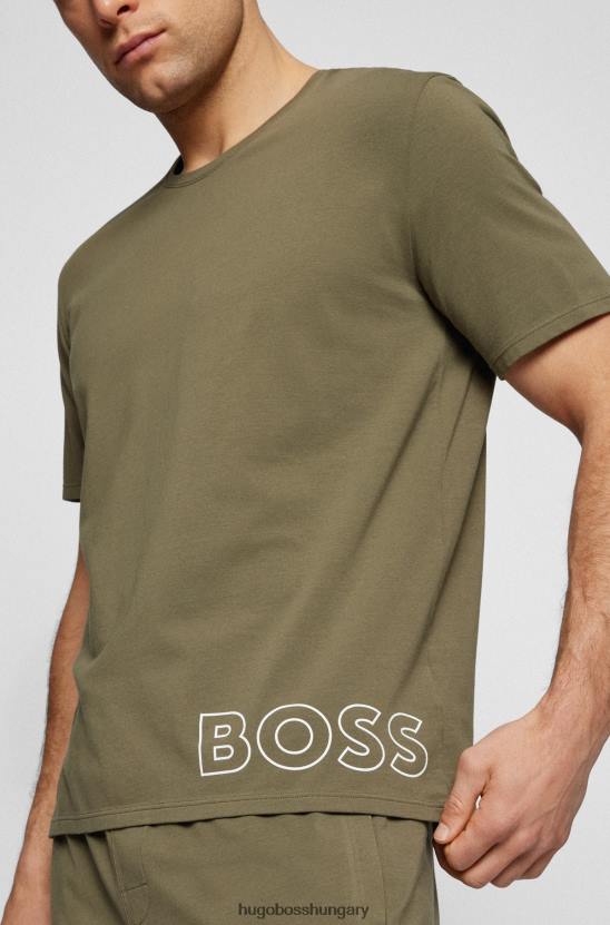 Hugo Boss világoszöld sztreccs-pamut pizsama póló körvonalas logóval hugo 80P62939 világos zöld