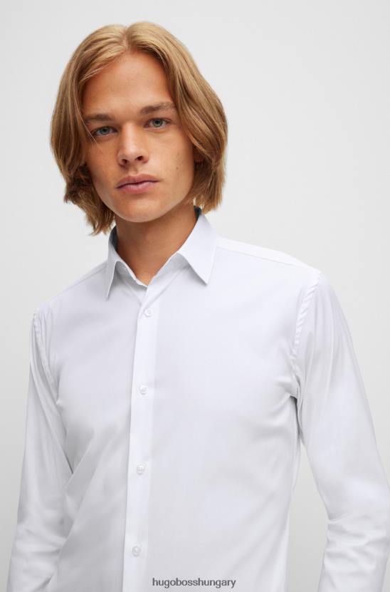 Hugo Boss Extra vékony szabású ing könnyen vasalható pamutkeverékből, poplin fehér hugo anyagból 80P64484 fehér