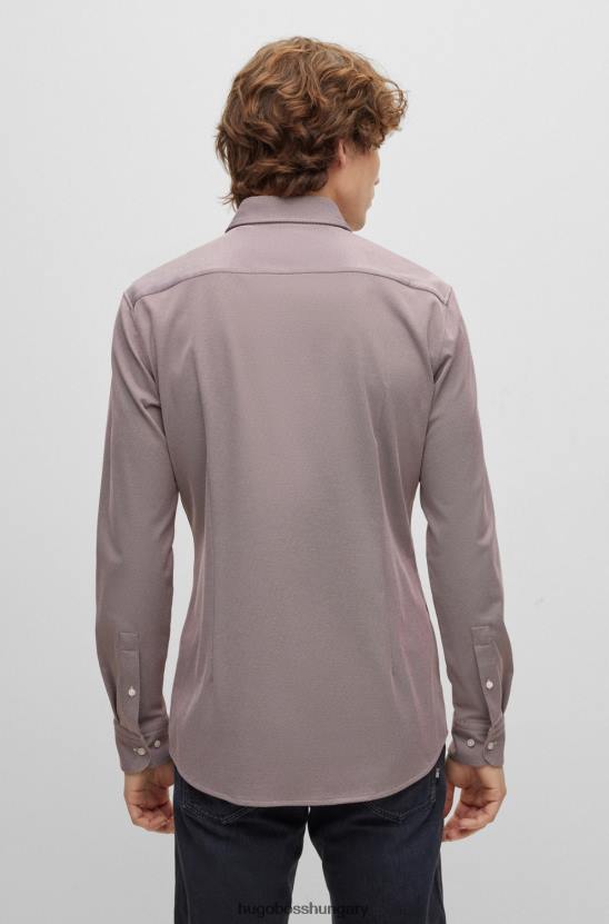 Hugo Boss barna hugo slim-fit ing strukturált teljesítmény-sztreccs trikóból 80P63068 barna