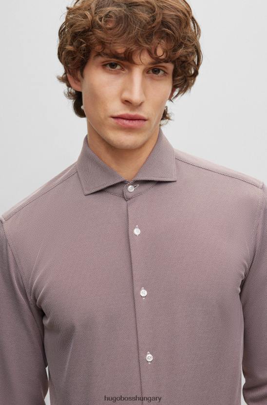 Hugo Boss barna hugo slim-fit ing strukturált teljesítmény-sztreccs trikóból 80P63068 barna