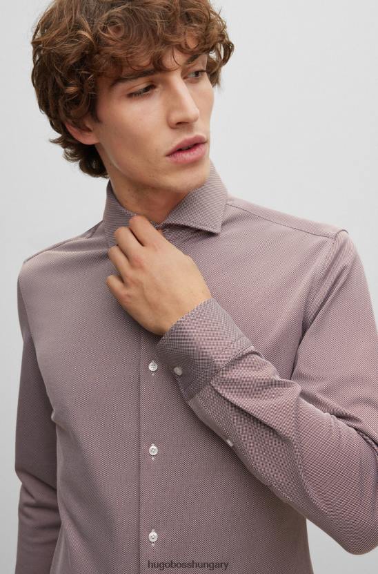 Hugo Boss barna hugo slim-fit ing strukturált teljesítmény-sztreccs trikóból 80P63068 barna