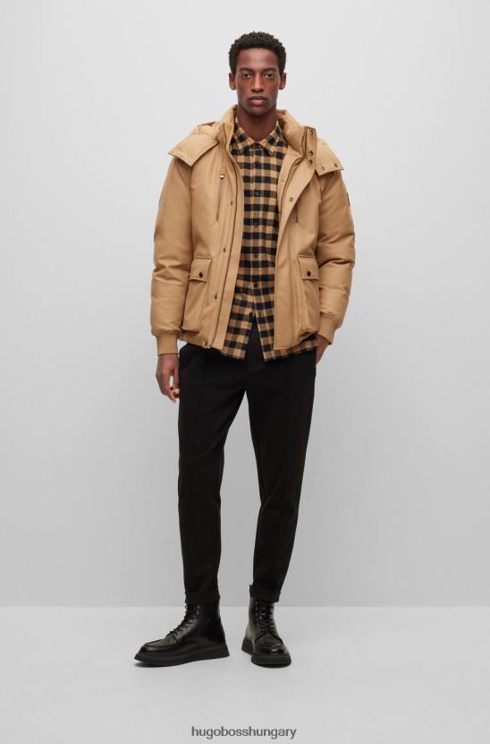 Hugo Boss barna mintás normál szabású ing szálcsiszolt pamut flanel hugo anyagból 80P62541 barna