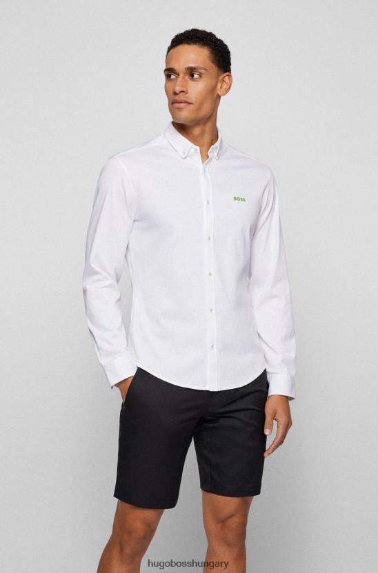 Hugo Boss fehér hugo normál szabású dzsörzé ing gombolható gallérral 80P64083 fehér