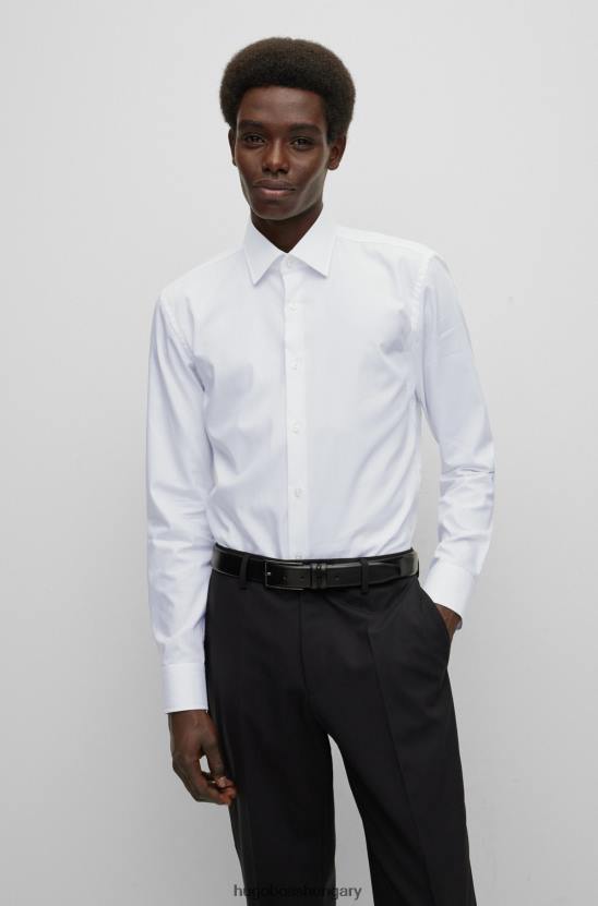 Hugo Boss fehér vékony szabású ing könnyen vasalható pamut poplin hugo anyagból 80P61877 fehér