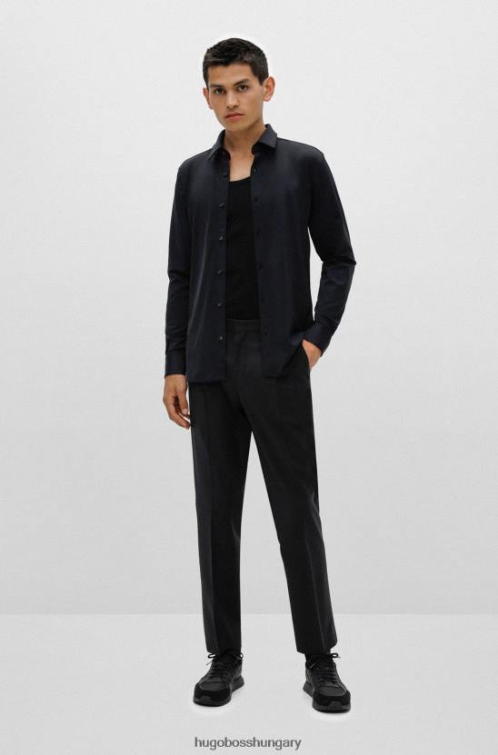 Hugo Boss fekete hugo extra vékony szabású ing teljesítmény-sztreccs trikóból 80P64286 fekete