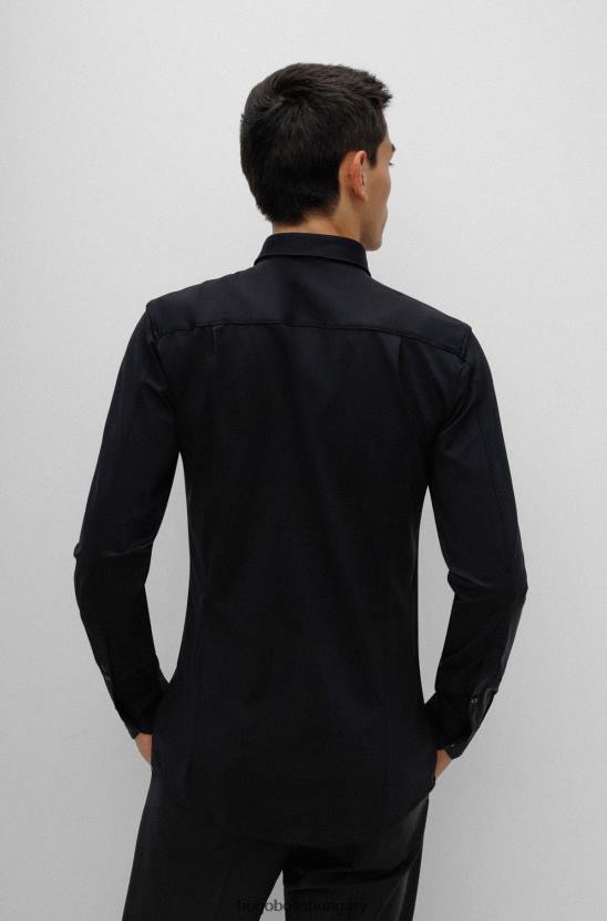 Hugo Boss fekete hugo extra vékony szabású ing teljesítmény-sztreccs trikóból 80P64286 fekete
