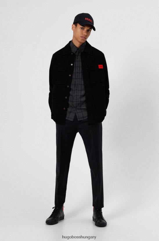 Hugo Boss fekete hugo kockás slim-fit ing piros logóval 80P64384 fekete