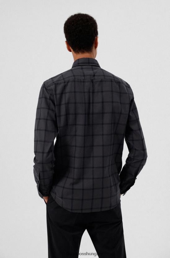 Hugo Boss fekete hugo kockás slim-fit ing piros logóval 80P64384 fekete