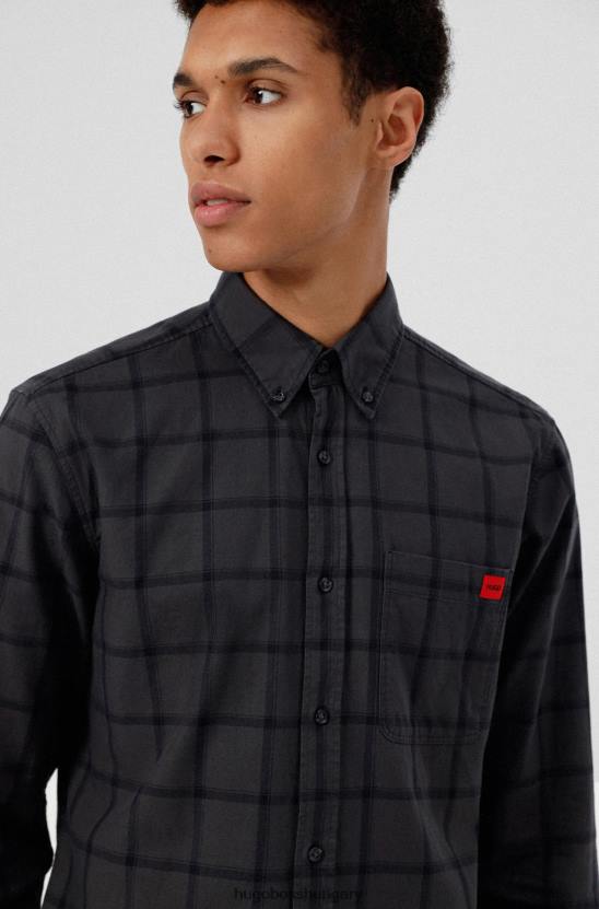Hugo Boss fekete hugo kockás slim-fit ing piros logóval 80P64384 fekete