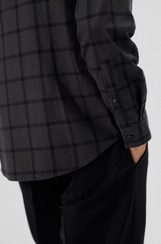 Hugo Boss fekete hugo kockás slim-fit ing piros logóval 80P64384 fekete