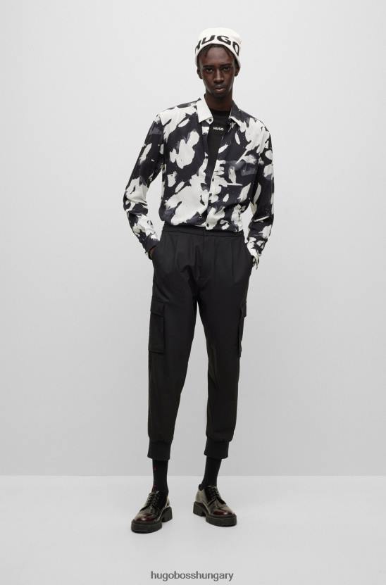 Hugo Boss fekete hugo slim-fit ing nyomott poplinból 80P64456 fekete