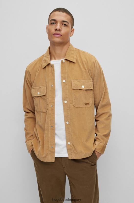 Hugo Boss hugo bézs pamut kordbársony felsőing, hímzett logóval 80P62454 bézs