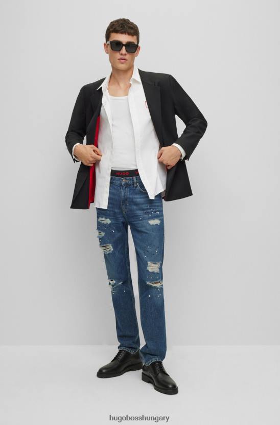 Hugo Boss hugo fehér, laza szabású sztreccs pamut ing keretes logóval 80P64386 fehér