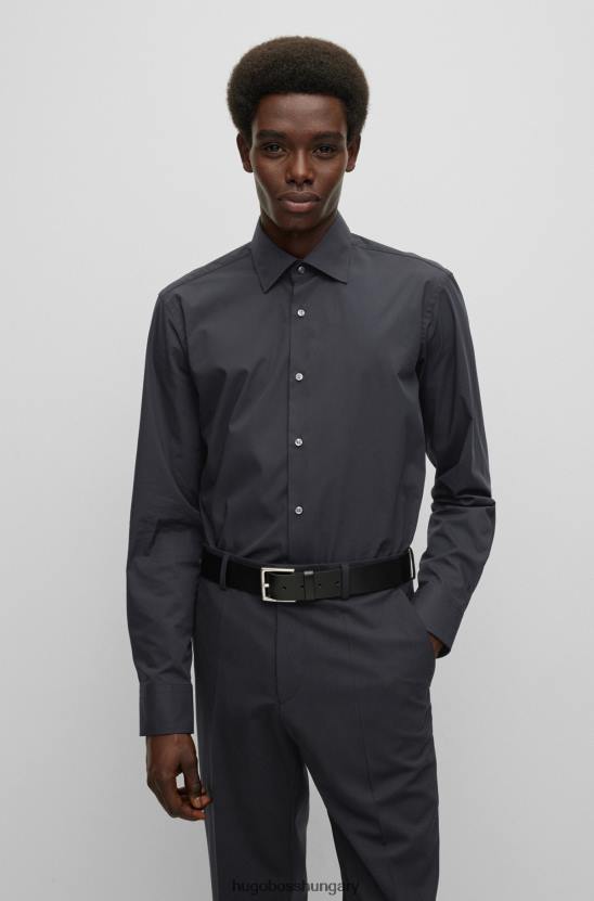 Hugo Boss hugo fekete normál szabású ing könnyen vasalható sztreccs pamut poplinból 80P61604 fekete
