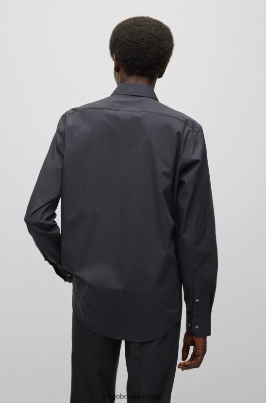 Hugo Boss hugo fekete normál szabású ing könnyen vasalható sztreccs pamut poplinból 80P61604 fekete