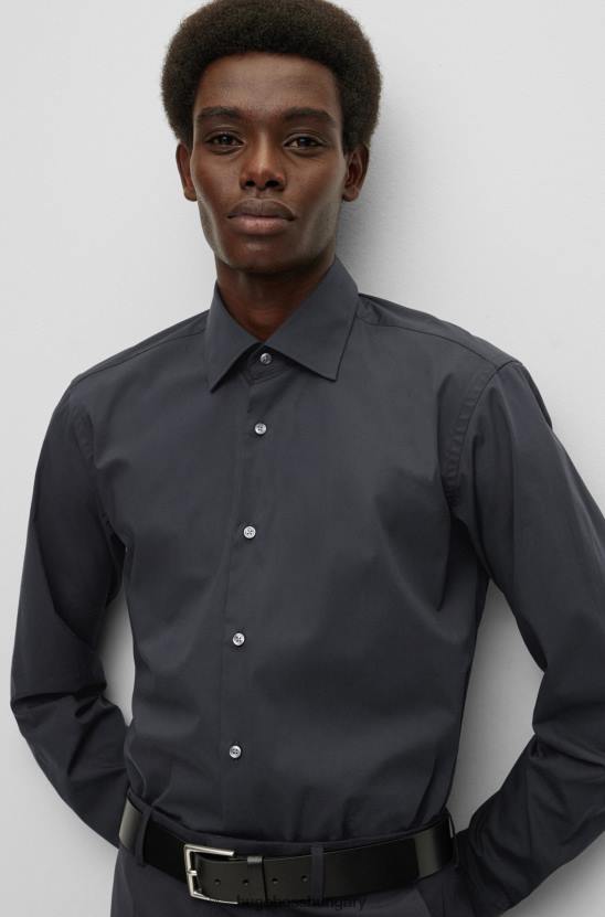 Hugo Boss hugo fekete normál szabású ing könnyen vasalható sztreccs pamut poplinból 80P61604 fekete