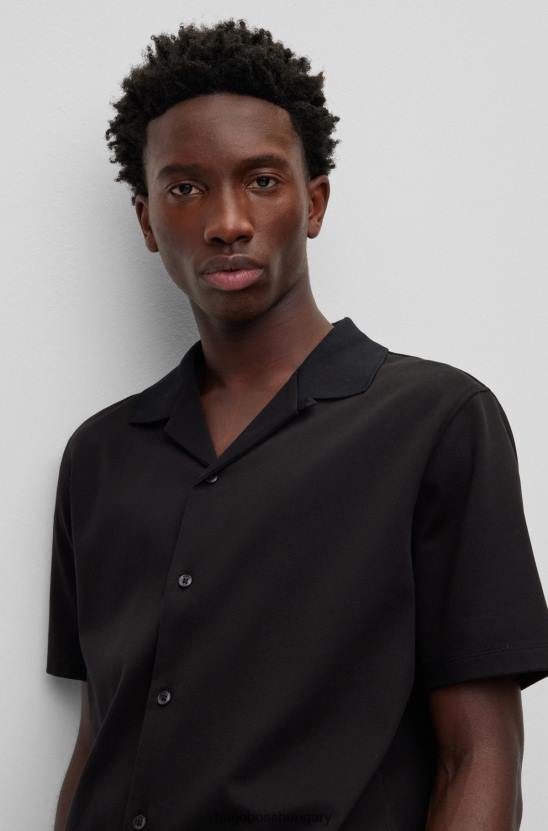 Hugo Boss hugo fekete normál szabású ing mercerizált pamut keverékből 80P64084 fekete