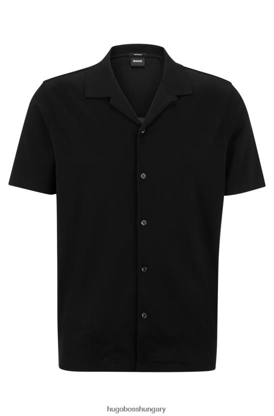 Hugo Boss hugo fekete normál szabású ing mercerizált pamut keverékből 80P64084 fekete