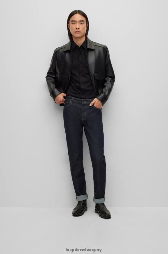 Hugo Boss hugo fekete vékony szabású ing teljesítmény-sztreccs pamut keverékből 80P61912 fekete